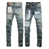 Mode hommes jeans Designer marque jeans violets pour hommes femmes pantalons violet jeans été trou haute qualité broderie trou jeans denim pantalon hommes violet jeansVF7K