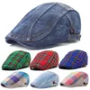 Berets Retro Plaid Baskenmütze Kappen Für Frauen Männer Britischen Stil Einstellbare Outdoor Reiten Baumwolle Frühling Sommer Hüte Top Hut