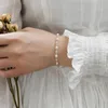 Braccialetti Ashiqi Bracciale con perle d'acqua dolce naturali Sterling Sier Bead Gioielli per donna