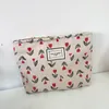 Bolsa organizadora de maquiagem, veludo, flor de tulipa, retrô, bolsa de cosméticos, lavagem, mulheres, viagem, maquiagem, beleza, estojo de armazenamento de banheiro