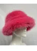Zadorin Autumn Winter Fluffy Warm Rainbow Faux Fox Fur Bucket Hat Women Fashion Casual Outdoor Y2K Fisherman Hat Festival Hats 240106