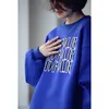 2024 Women's Hoodies Korean version av avslappnad enkel bokstavstryck och fleece tjock lös rund nacke pullover hoodie