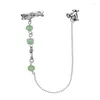 Backs Earrings Chinese Style Tassel Ear Clip For Women S925 Sterling Silver Green Dongling Gentle And Clear Light Bamboo Drag Series Two