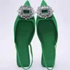 Sandales dames chaussures en vente 2024 mode automne femmes bout pointu solide concis brillant diamant plat quotidien femmes