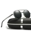 Varumärkesdesign Solglasögon Män polariserade vintage rund ram Solglasögon Aluminiummagnesiumlegeringsglasögon Körspeglar CX20242Q