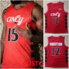 Maillot de basket-ball des Bearcats de Cincinnati Viktor Lakhin Sage Tolentino Kalu Ezikpe Ody Oguama CJ Anthony Mika Adams-Woods Maillot de Cincinnati cousu sur mesure pour hommes