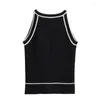 Dames Tanks Gebreide Sexy Crop Tank Top Vrouw 2024 Herfst Off-shoulder Ronde Hals Mouwloos Slanke Tops Voor Vrouwen Street chic Casual Vest Vrouwelijk