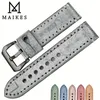 Maikes Handgjorda kvalitet Vintage Bridle Leather Watch Strap 22mm 24mm Tillbehör Watchband 6 Färg Tillgängligt band 240106