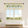 Curtain Pastoral Sunflower Plaid Short Tulle Window Curtains Sheer Voile Kitchen Cabinet Valance Bedroom Home Decor Small Drapes