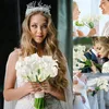 Yan 6 pezzi realistici bulbi di giglio di calla bianchi fiori artificiali per la decorazione di nozze bouquet da sposa centrotavola casa vaso di fiori 240106