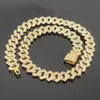 Bijoux en forme de losange de 15mm, chaîne à dents en losange, collier cubain, bande de strass rose scintillant, lien Miami, offre spéciale