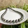 atmospheric AAAAA LUSTER 1112mm REAL South Sea black circular pearl necklace with 14k gold buckle 240106