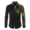 Fashion Long Sleeve Hot Stamping Printed Shirt Spring Casual Male Men Oversized Social Boys Shirts Tops