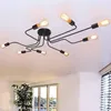 Ceiling Lights Light Flush Mount Farmhouse Fixture Black Metal 8-Light Lamp With E26 Socket For Kitchen Living Room Bedro