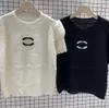 ChannelChannelt Shirt Designer för kvinnliga skjortor med bokstäver och dot mode tshirt broderade bokstäver sommar kortärmade toppar tee woman kläder 6431ess