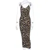 Podstawowe sukienki swobodne Leopard Print Bez rękawów Seksowna sukienka midi Spring Women Fashion Streetwear Street Party FITSL2404