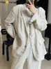 Hanorange verão textura preguiçoso linho protetor solar terno jaqueta feminina listrado solto legal casual blazer feminino estilo bf damasco 240105
