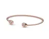 Kvinnor 18K Rose Gold Bangle Armband Set Original Box för signatur 925 Sterling Silver Essence Silver Open Bangle Armband5454194