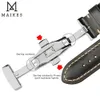 Maikes Luxury Calfskin本物の牛のレザーウォッチバンドウォッチストラップベルト18mm 20mm 22mm 24mmブレスレットバタフライバックル交換240106