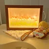 Handgjorda konstgjorda tulpan Eternal Flower Picture Frame Night Light Diy Material Bedside Sleep Home Ornament Birthday Present 240106