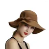 Berets Selling Ladies Bow Trim Wool Felt Floppy Hat To Decorate W10-3938