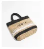Große Kapazität Stroh gewebt Freizeit Strandtasche Damen Mode Brief Kontrast Umhängetasche Pendeln minimalistische Strohtasche Messenger Bags