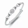 Bangle Nine Transfer Beads Bracelet Copper Plated Silver Women's Push Pull Fashion Jewelry Gift