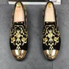 Mens Designer Shoes for men business leather with laceup black plussize shoe luxury Gold embroidered dress