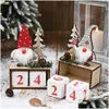 Christmas Decorations Christmas Desktop Ornament Santa Claus Gnome Wooden Calendar Advent Countdown Decoration Home Tabletop Decor Gf Dhcil