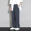 Cinessd Men's Casual Loose Straight Suit Pants Button Elastic Waist Korea Byxor Minimal Design Plus Size 4XL 2023 240105