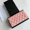 fashion designer clutch woman coin purse wallet luxury business card holder leather original box folding wallet button zip bag