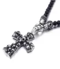 Mode Punk Rock Schwarz Glas Perle Schädel Anhänger Halskette Für Männer Frauen Edelstahl Kreuz Halsketten Anhänger 50 CM Lange Jewel4478424