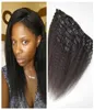 7pcsSet 100 Human Hair Extension Clipon Hair Brasiliansk klipp i kinky raka hårförlängningar för svarta kvinnor Geasy6251831