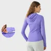 L-88 Nouvelle veste à capuche à manches longues couleur unie cardigan à fermeture éclair dames Yoga sport Fitness pour femmes manteaux haut vêtements de sport pour femmes