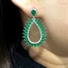 Dangle Oorbellen Grote Waterdruppel Voor Vrouwen Groen Roze Grote Bohemen Zilver Kleur Plated Meisje Zirconia Oorbel Mode-sieraden 2024