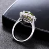 Кольцо из стерлингового серебра 925 пробы, серебряные кольца с цветком и камнями перидота, блестящие роскошные свадебные обручальные кольца для женщин, ювелирные изделия 240105