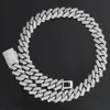 HOYON 20mm Luxury 3 Rows Zircon Cuban Chain Men's Necklace S925 Silver Jewelry Hip Hop Rock Neck Collares 16-24in 240105
