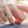 Pierścienie klastra 14k biały złoto pierścionek Mosan Diamond D Color VVS1 Weselda/zaręczyny/rocznica/urodziny/imprezę/walentynki prezent
