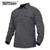 Tacvasen Men's Tactical Shirts Summer Lightweight Quick Torking Shirts Army Military Shirts Långärmad utomhusarbeten Lasttröjor 240105