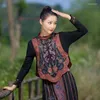 Ethnische Kleidung 2024 Frau Vintage Hanfu Tops Chinesische Traditionelle Weste Nationale Blumenstickerei Orientalische ärmellose Jacke Tang-Anzug