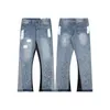 Contrakleur Graffiti Geschilderd Pantalones Hombre Baggy Jeans voor Heren Frayed Hole Straight Y2k Distressed Denim Broek Oversized 240106