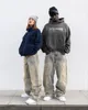 Street Retro Raw Edge Haft workowate dżinsy dla mężczyzn moda wzór hip -hopu Kobiety Patchwork Dżinsowe spodnie Y2K 240106