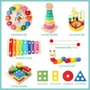 56pcsset Montessori Wooden Toys for Babies Boy Girl Gift Baby Development Games Wood Puzzle for Kids Educational Learning Toy 240105