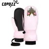 Copozz Childrens skidhandskar Thinsulate Winter Keep Warm Finger Gloves Söta tecknad vattentät ultralätt snowboardhandskar 240105