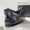 Sac de designer 7A Sacs en cuir souple Silver Metal Hardware Matelasse Chain Hobo Sac Grande Capacité Noir Blanc Fourre-tout Design Sac à main Vinatge Pocket Womens Purse