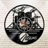 Guitar Drums Set Silhouette LED Backlight reloj Music Modern Vinyl Watch 3d Wall Clock horloge Band Member Fan Handmade Gift 21032232D