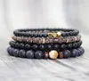 Charm Bracelets Antique 4 PcsSet Handmade Natural Stone Beads Bracelet Cool Mens Wooden Wristband Braclet For Male Armband Jewelr8754002