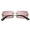 15% de descuento al por mayor de gafas de sol Gafas de sol rectangulares sin montura Gafas cuadradas sin marco de moda para hombres Gafas ultraligeras UV400 Unisex