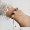 Charm Armbänder Handgemachte Kristall Angst Armband Amethyst Stein Perlen Wachs Seil Paar Unisex Glück Schmuck Freundschaft Drop Lieferung Dh5Tl