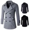 Hommes Style britannique Double boutonnage Trench couche de finition hommes Long trench manteau Masculino mâle vêtements classique goutte pardessus 240106